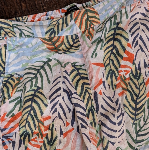 Tahari Tropical Print Wide Leg Pants 100% Linen - Picture 2 of 6
